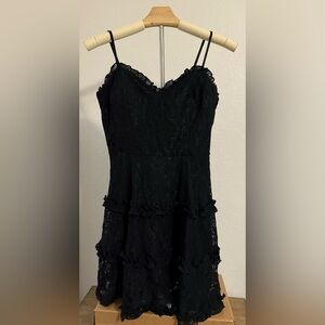 5 for $20 Deal- Mi Ami Stunning Black Tiered Lace Ruffle Dress - Size Small